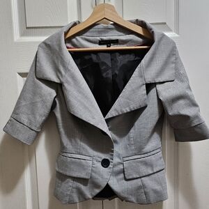 Dalia Collection Gray Blazer Structured Suit Jacket Size 4 (Could Fit 6)